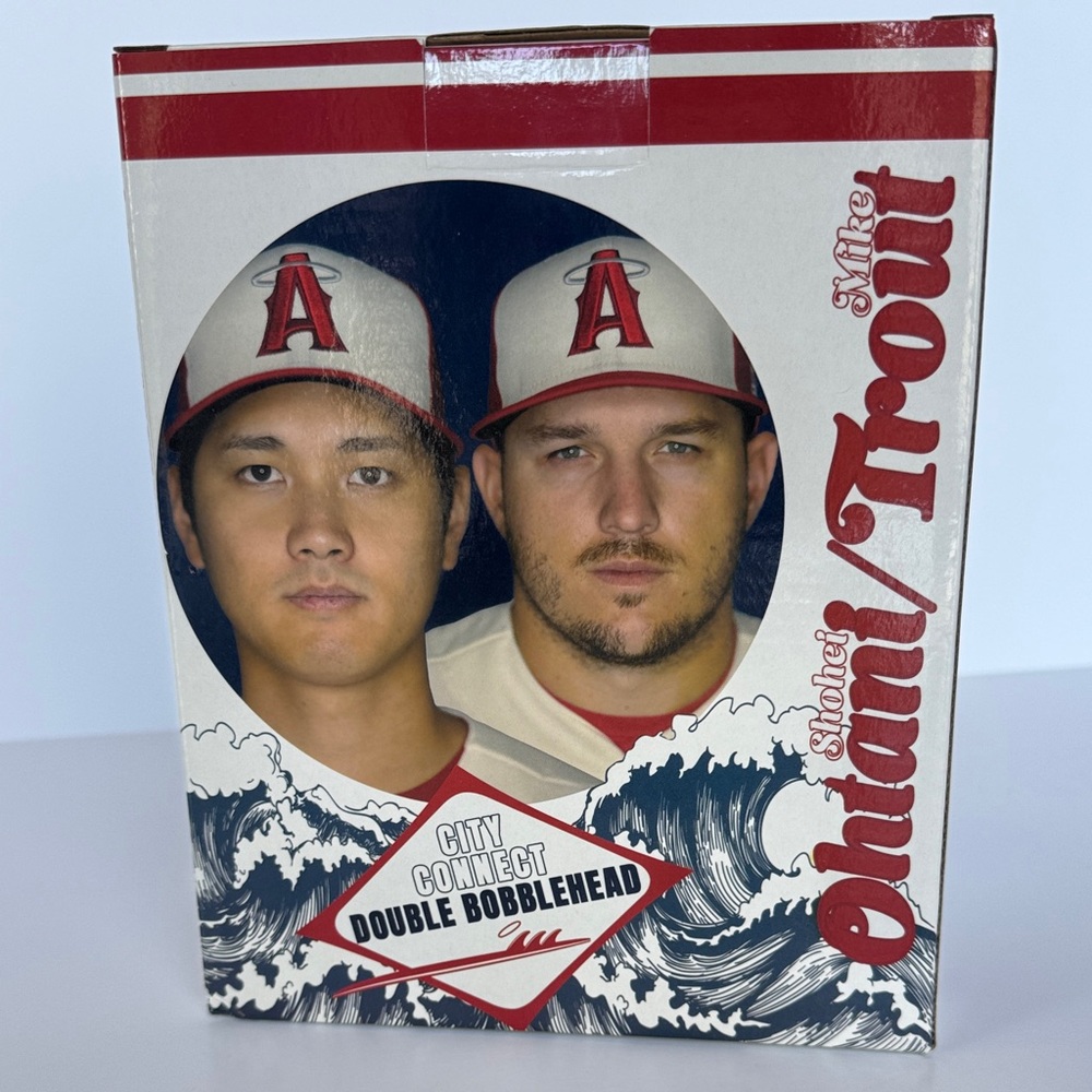 Shohei Ohtani & Mike Trout LA Angels City Connect Double Bobblehead New in Box